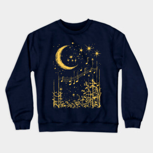 Melodies in the Moonlight – Mystical Music and Nature Fusion Crewneck Sweatshirt