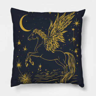 Winged Pegasus Under the Moon – Celestial Flight of Dreams Pillow