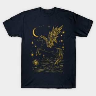 Winged Pegasus Under the Moon – Celestial Flight of Dreams T-Shirt