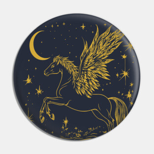 Winged Pegasus Under the Moon – Celestial Flight of Dreams Pin