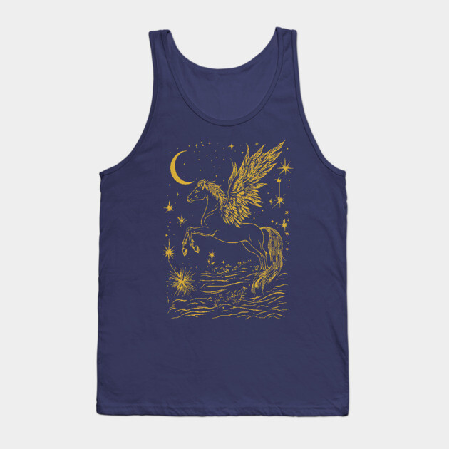 Winged Pegasus Under the Moon – Celestial Flight of Dreams Tank Top by TuncGK