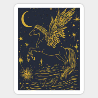 Winged Pegasus Under the Moon – Celestial Flight of Dreams Sticker