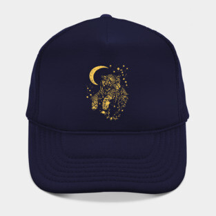 Moonlit Tiger Resting in the Night – Celestial Strength and Serenity Hat