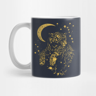 Moonlit Tiger Resting in the Night – Celestial Strength and Serenity Mug