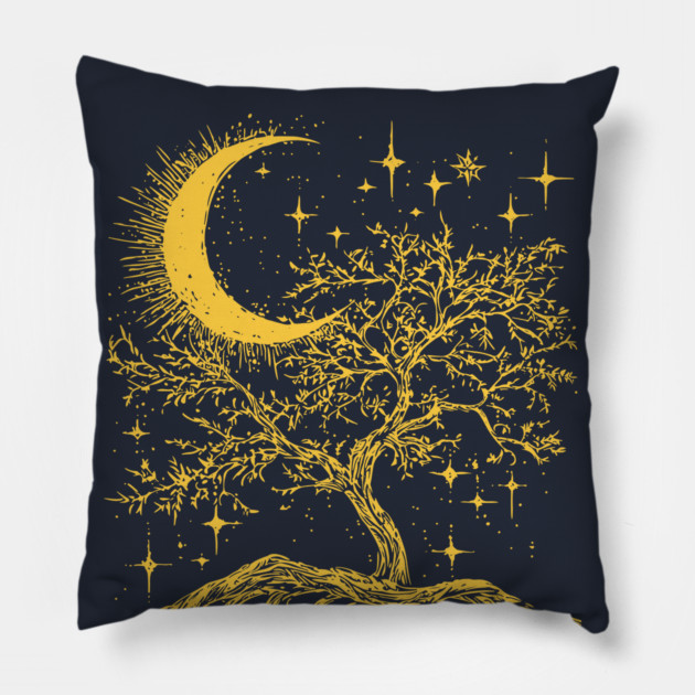Celestial Tree of Life – Cosmic Roots and Branches of Eternity Pillow by TuncGK