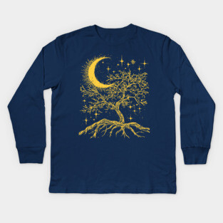 Celestial Tree of Life – Cosmic Roots and Branches of Eternity Kids Long Sleeve T-Shirt