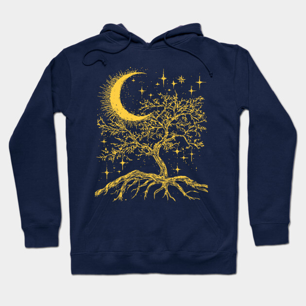 Celestial Tree of Life – Cosmic Roots and Branches of Eternity Hoodie by TuncGK