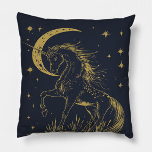 Mystical Unicorn Under the Moon – Celestial Fantasy and Magic Pillow