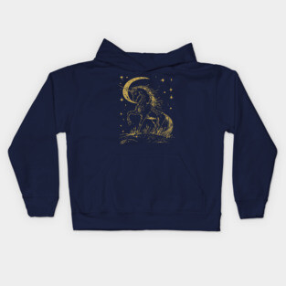 Mystical Unicorn Under the Moon – Celestial Fantasy and Magic Kids Hoodie