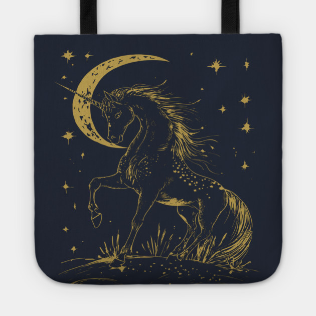 Mystical Unicorn Under the Moon – Celestial Fantasy and Magic Tote by TuncGK