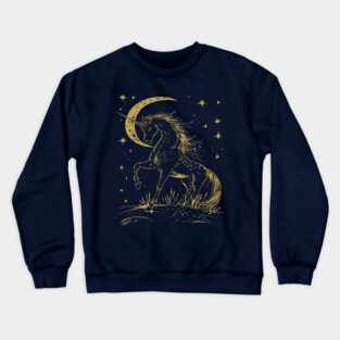 Mystical Unicorn Under the Moon – Celestial Fantasy and Magic Crewneck Sweatshirt