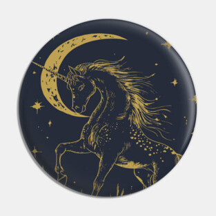Mystical Unicorn Under the Moon – Celestial Fantasy and Magic Pin