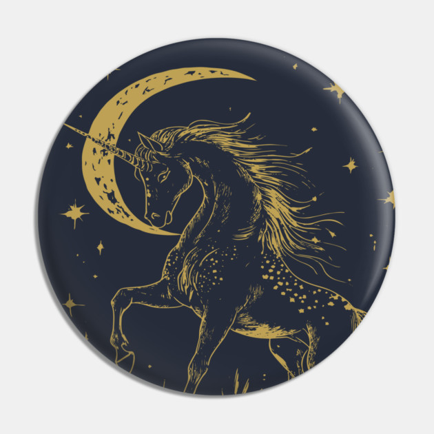 Mystical Unicorn Under the Moon – Celestial Fantasy and Magic Pin by TuncGK