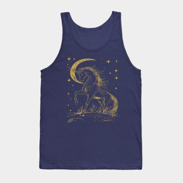 Mystical Unicorn Under the Moon – Celestial Fantasy and Magic Tank Top by TuncGK