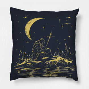 Celestial Warrior at Rest – Mystical Strength and Reflection Pillow