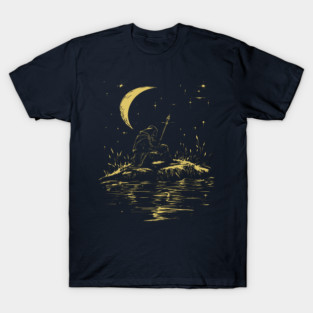 Celestial Warrior at Rest – Mystical Strength and Reflection T-Shirt