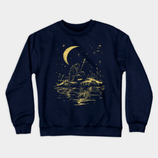 Celestial Warrior at Rest – Mystical Strength and Reflection Crewneck Sweatshirt