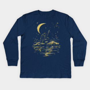 Celestial Warrior at Rest – Mystical Strength and Reflection Kids Long Sleeve T-Shirt