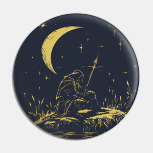 Celestial Warrior at Rest – Mystical Strength and Reflection Pin