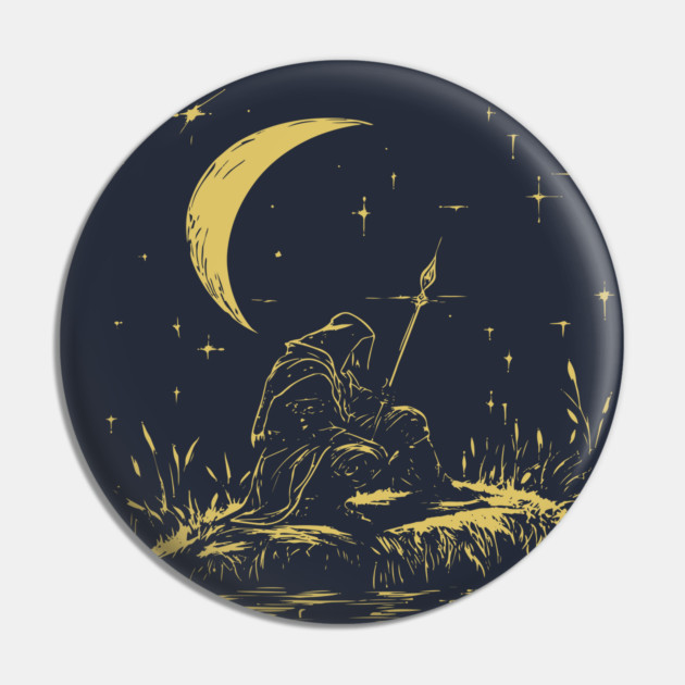Celestial Warrior at Rest – Mystical Strength and Reflection Pin by TuncGK