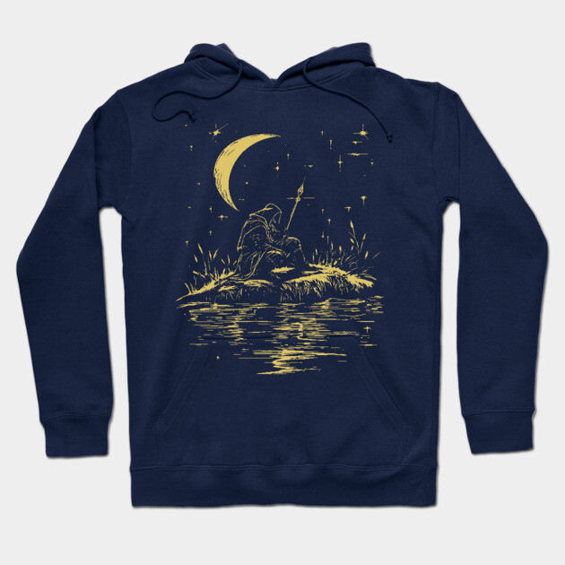 Celestial Warrior at Rest – Mystical Strength and Reflection Hoodie by TuncGK