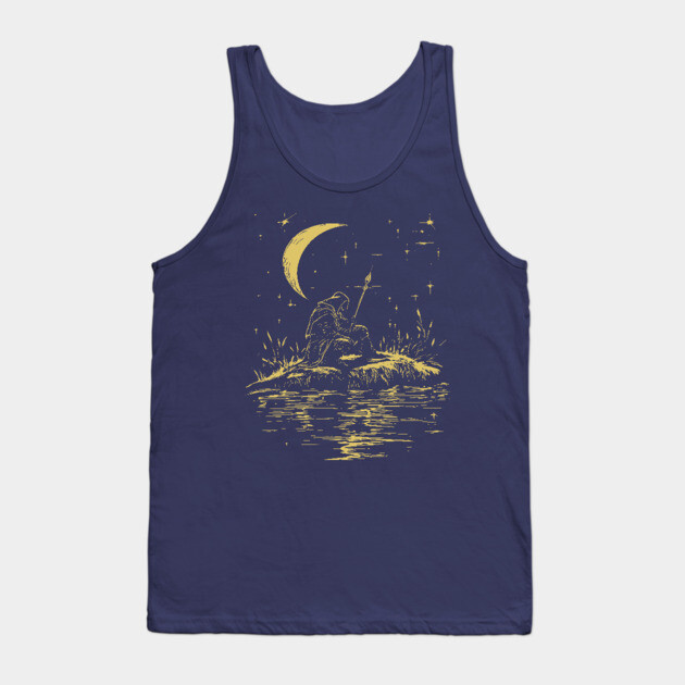 Celestial Warrior at Rest – Mystical Strength and Reflection Tank Top by TuncGK