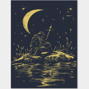 Celestial Warrior at Rest – Mystical Strength and Reflection Posters and Art