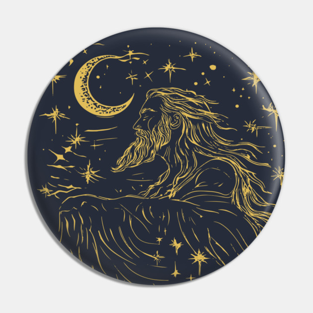 Celestial Zeus Over the Stars – Mythical God of the Heavens Pin by TuncGK