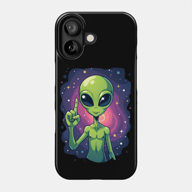 Cosmic Command: The Pointing Alien Phone Case by Steve