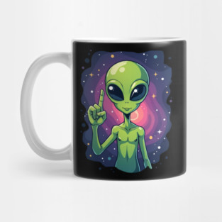 Cosmic Command: The Pointing Alien Mug