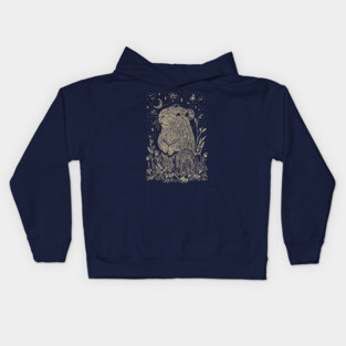 Celestial Capybara in Moonlit Tranquility – Gentle Nature Spirit Kids Hoodie
