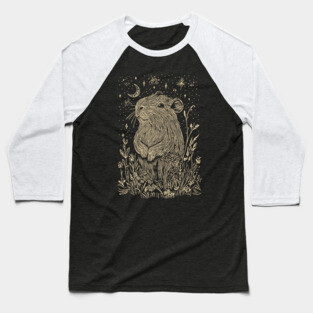 Celestial Capybara in Moonlit Tranquility – Gentle Nature Spirit Baseball T-Shirt