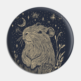 Celestial Capybara in Moonlit Tranquility – Gentle Nature Spirit Pin