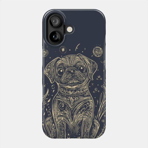 Celestial Dog Under the Stars – Loyal Companion in Lunar Light Phone Case by TuncGK