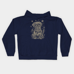 Celestial Dog Under the Stars – Loyal Companion in Lunar Light Kids Hoodie