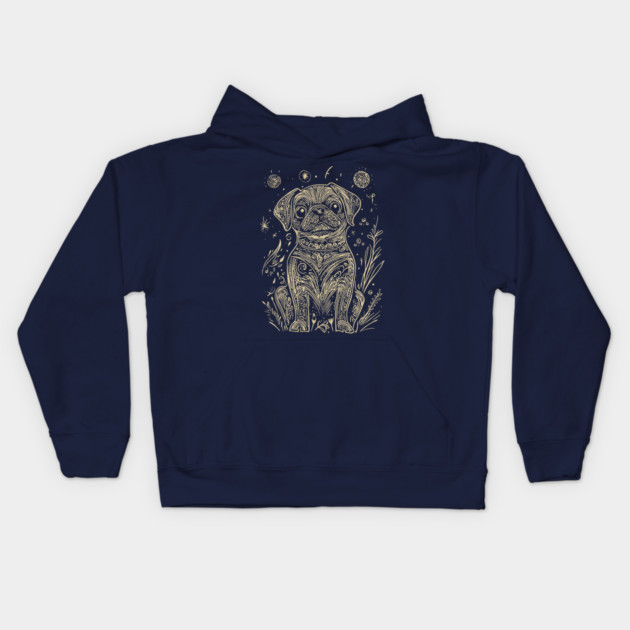 Celestial Dog Under the Stars – Loyal Companion in Lunar Light Kids Hoodie by TuncGK