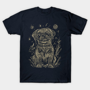 Celestial Dog Under the Stars – Loyal Companion in Lunar Light T-Shirt