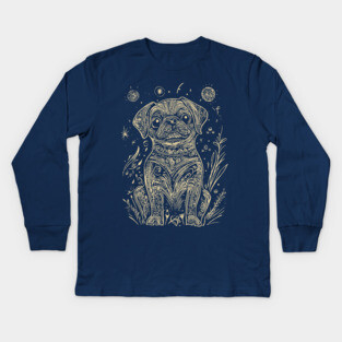 Celestial Dog Under the Stars – Loyal Companion in Lunar Light Kids Long Sleeve T-Shirt