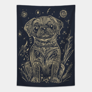 Celestial Dog Under the Stars – Loyal Companion in Lunar Light Tapestry
