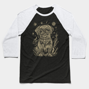 Celestial Dog Under the Stars – Loyal Companion in Lunar Light Baseball T-Shirt