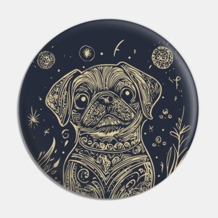 Celestial Dog Under the Stars – Loyal Companion in Lunar Light Pin