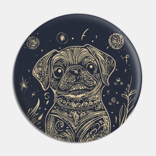 Celestial Dog Under the Stars – Loyal Companion in Lunar Light Pin by TuncGK