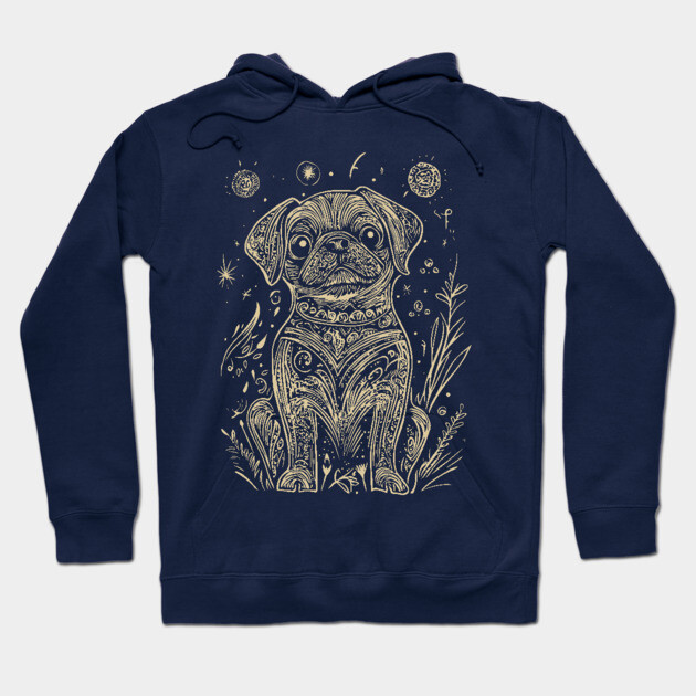 Celestial Dog Under the Stars – Loyal Companion in Lunar Light Hoodie by TuncGK