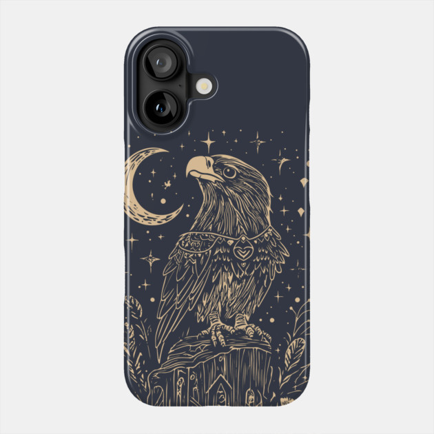 Celestial Eagle in Flight – Lunar Majesty and Freedom Phone Case by TuncGK
