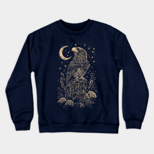Celestial Eagle in Flight – Lunar Majesty and Freedom Crewneck Sweatshirt