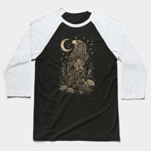 Celestial Eagle in Flight – Lunar Majesty and Freedom Baseball T-Shirt
