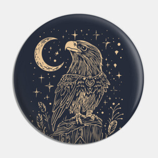 Celestial Eagle in Flight – Lunar Majesty and Freedom Pin