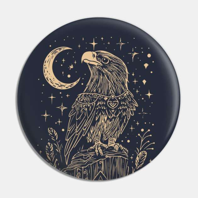 Celestial Eagle in Flight – Lunar Majesty and Freedom Pin by TuncGK