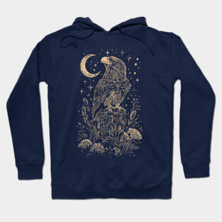 Celestial Eagle in Flight – Lunar Majesty and Freedom Hoodie