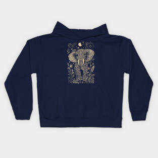 Mystical Elephant Beneath the Moon – Celestial Wisdom and Strength Kids Hoodie
